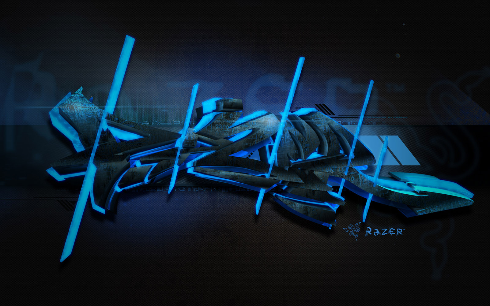 Blue Dark Graffiti Wallpaper Full HD