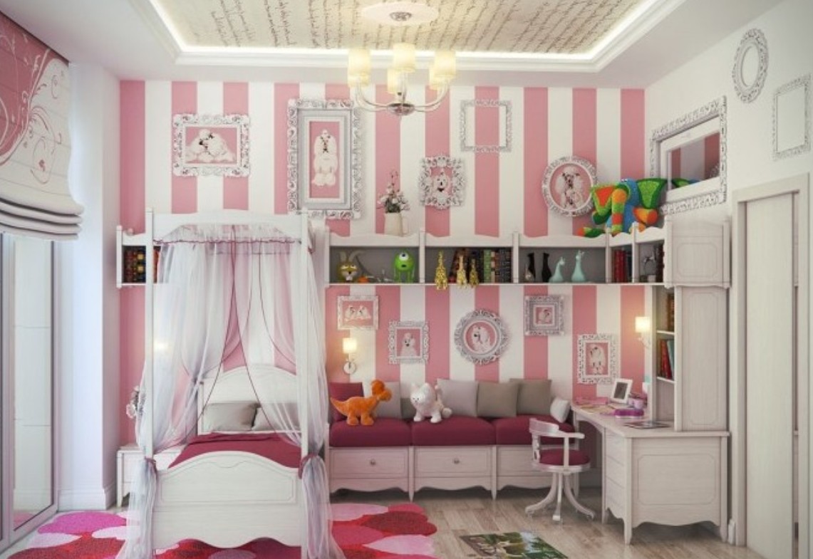 Free Download Pink Vertical Stripes Wallpaper For Childrens