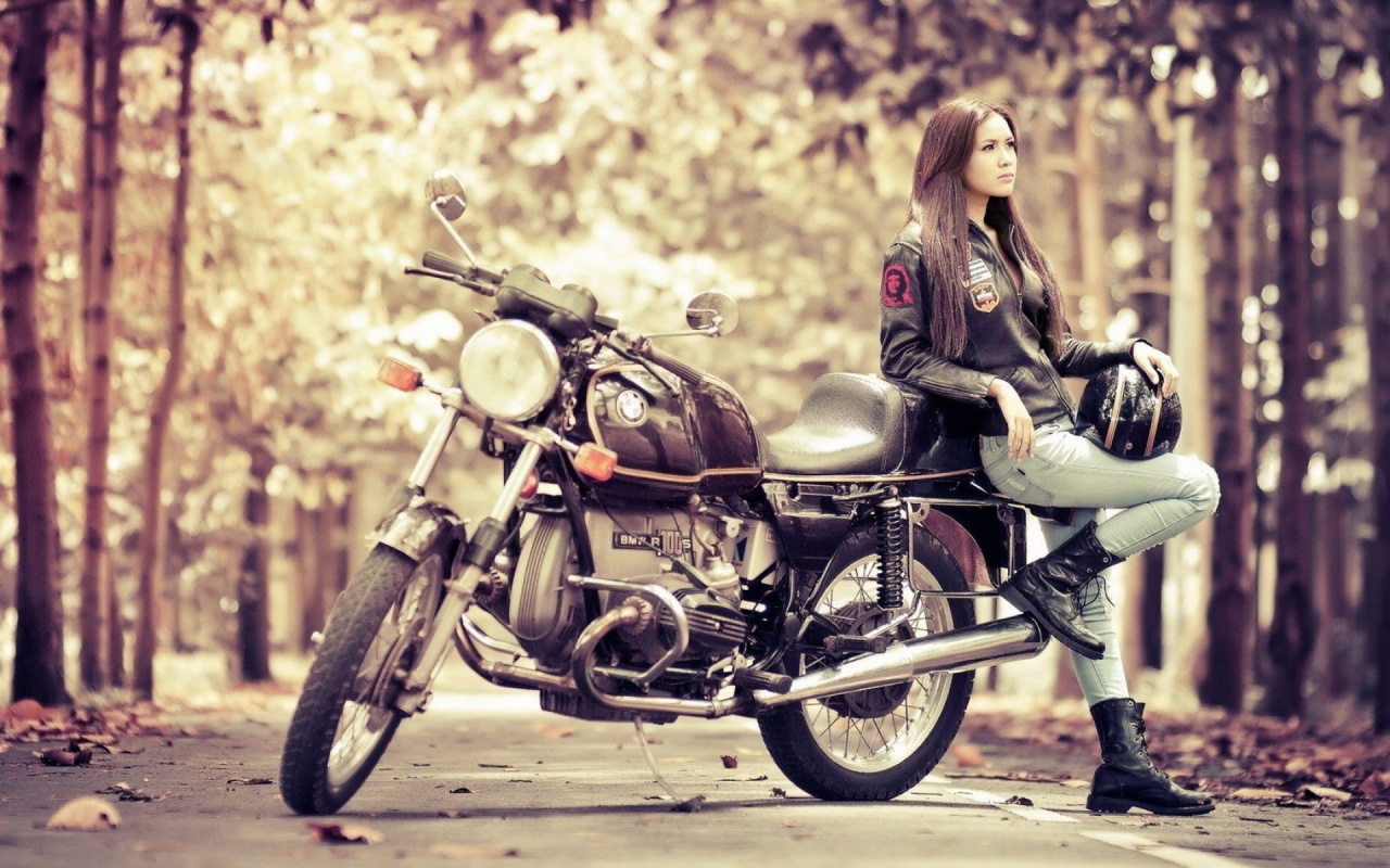 Girl Motorcycle Bmw R100s HD Wallpaper