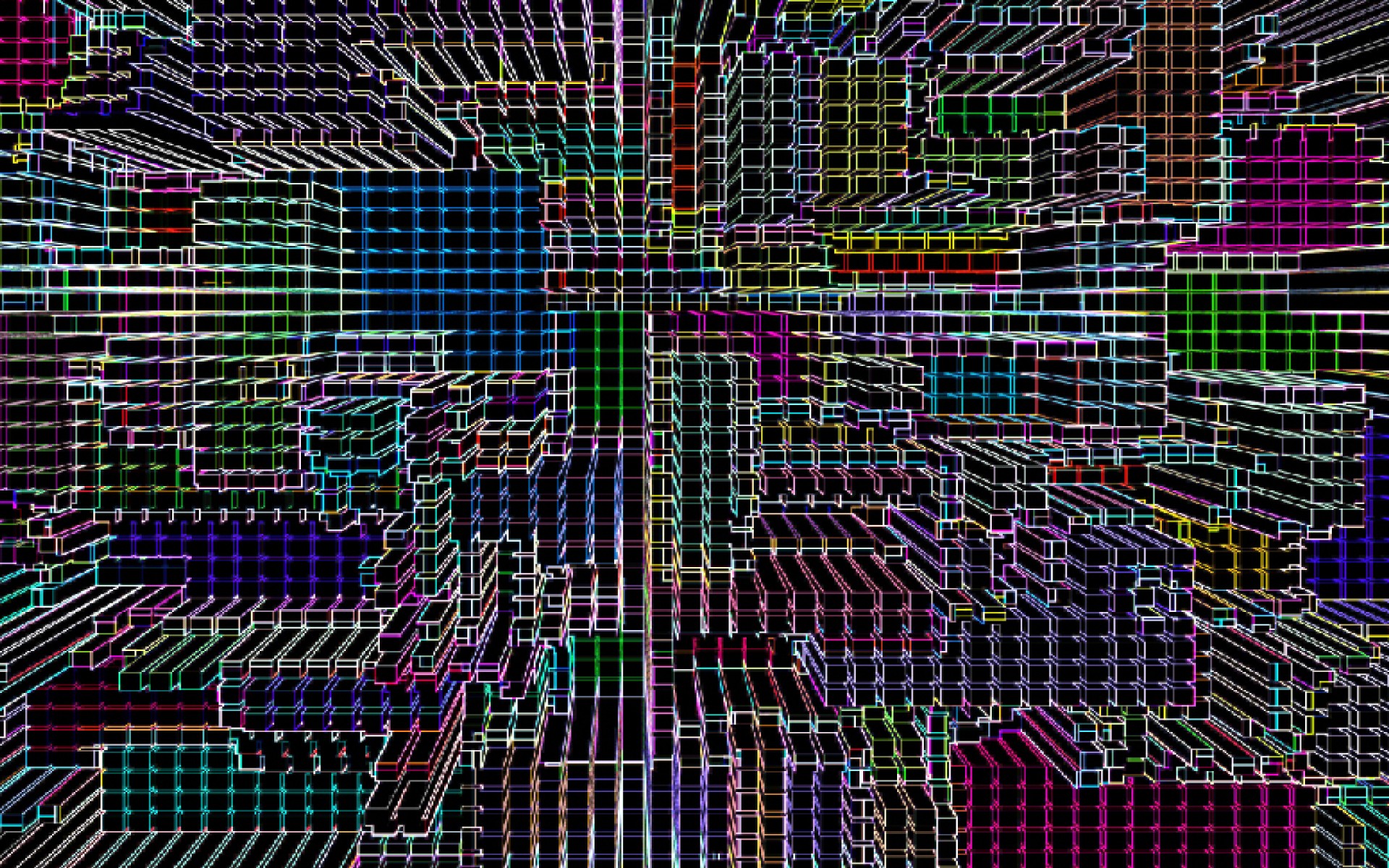 Abstract Lights Grid Colors Cities Ulyseto Seizure Neon Wallpaper