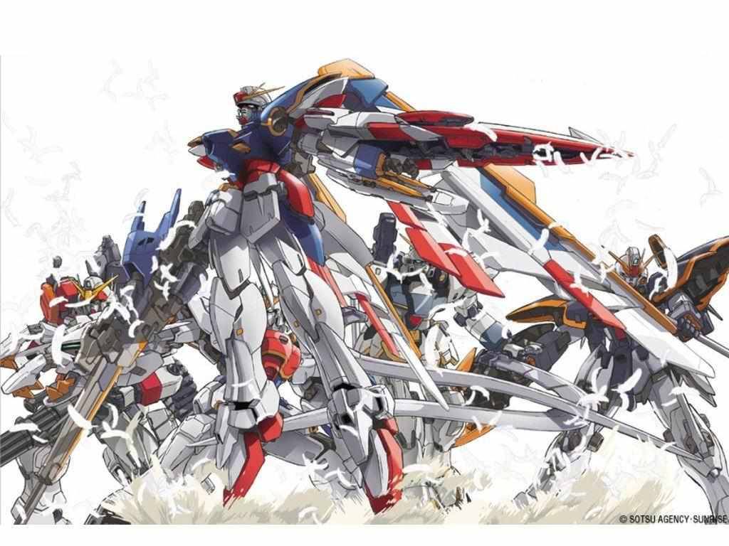 Gundams In White Gundam Wing Wallpaper