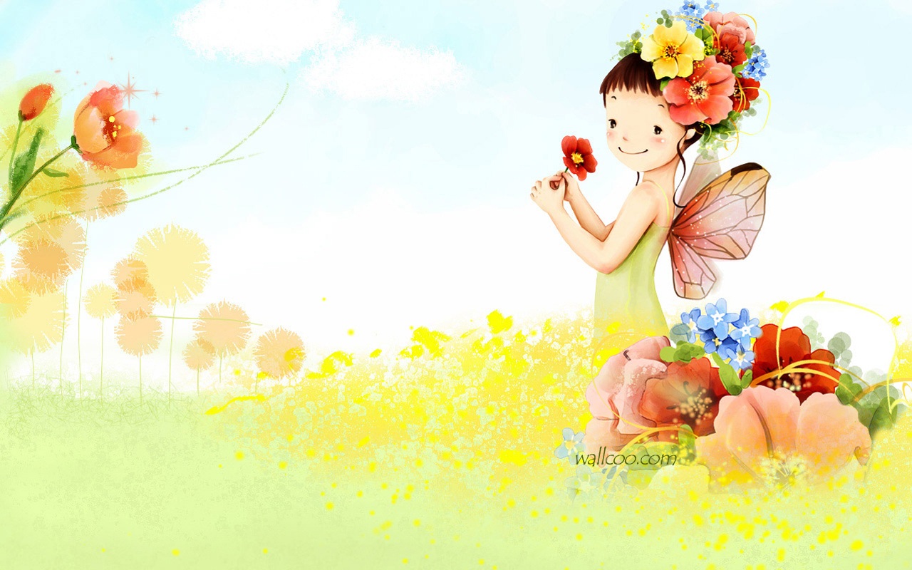  Cartoon Cute Fairy Girl 1280x800 NO15 Desktop Wallpaper   Wallcoonet