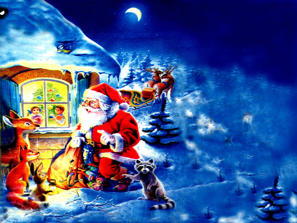 Santa And Reindeer Desktop Wallpaper Aleals HD