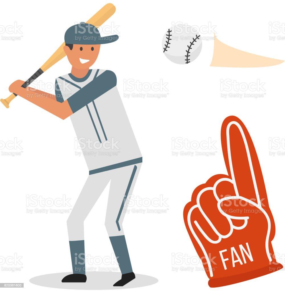 Cartoon Baseball Player Icons Batting Vector Design American Game