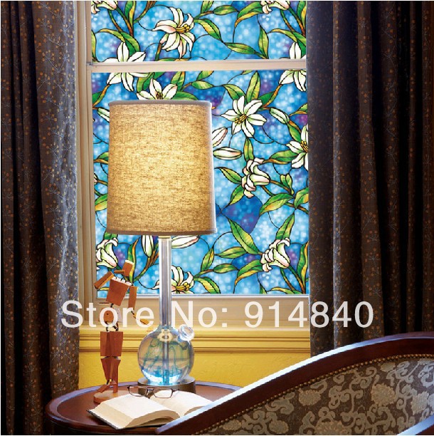 Non Adhesive Static Cling Stained Glass Window Film Privacy Widnow