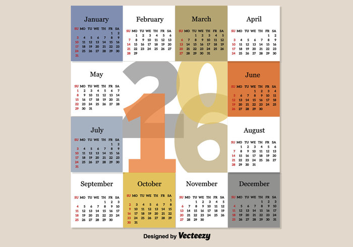Abstract Vector Polygonal Calendar