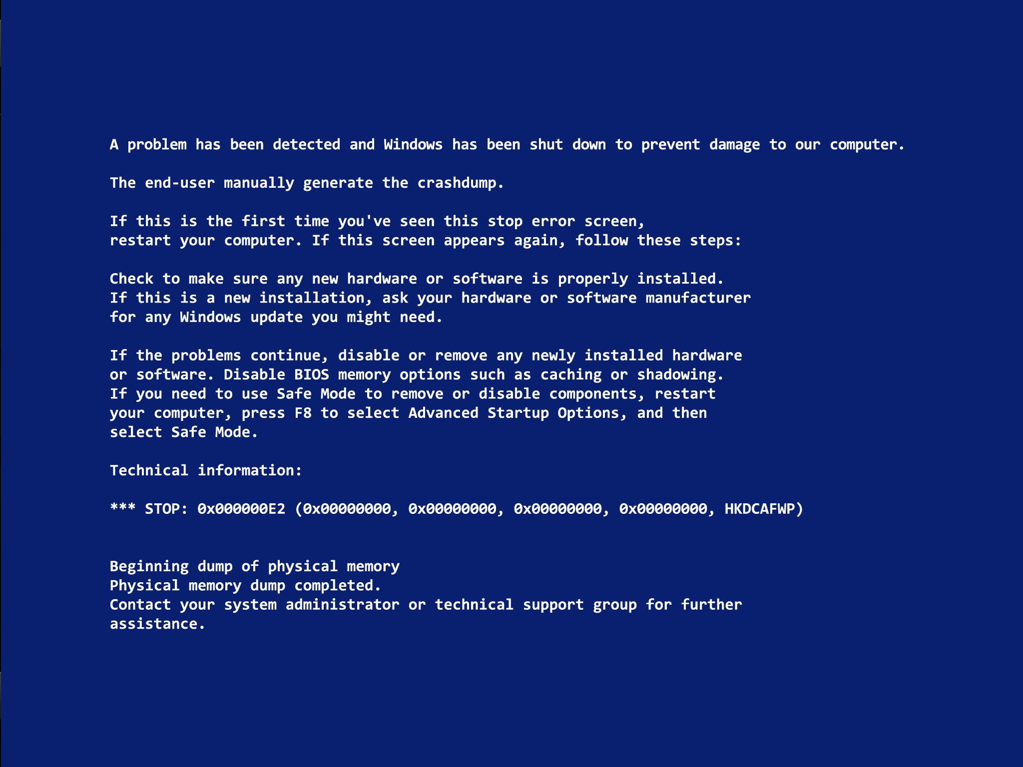 Blue Screen Of Death Wallpaper For April Fool S Day