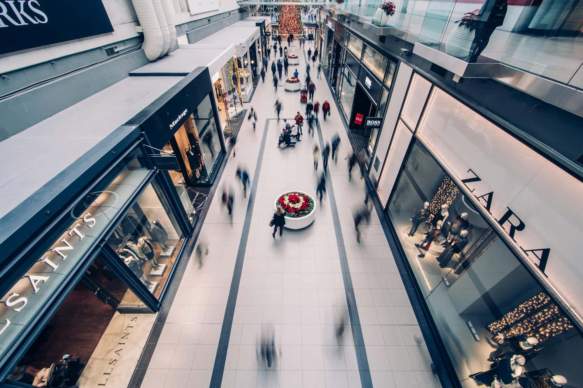 Bustling Shopping Mall Aerial Wallpaper