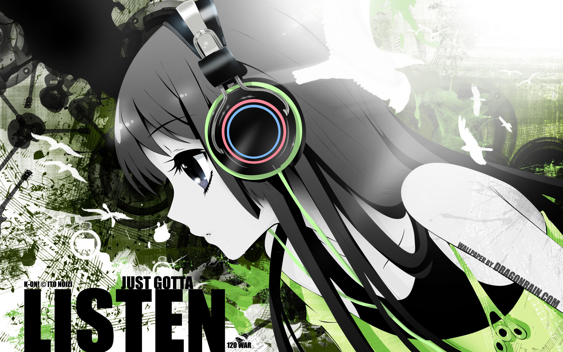 Girl With Headphones Listening To Music Wallpaper And