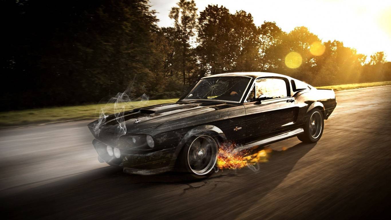 Ford Mustang Shelby Gt350 Car Smoke Old Super Cars Fire Spark Racing