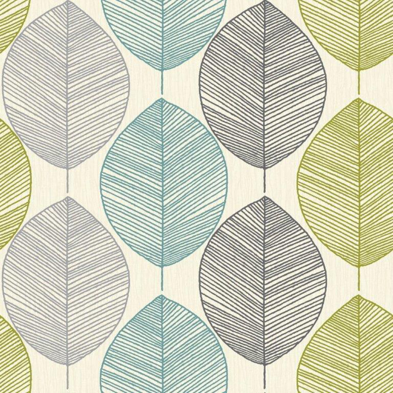 Arthouse Retro Leaf Wallpaper In Teal And Green
