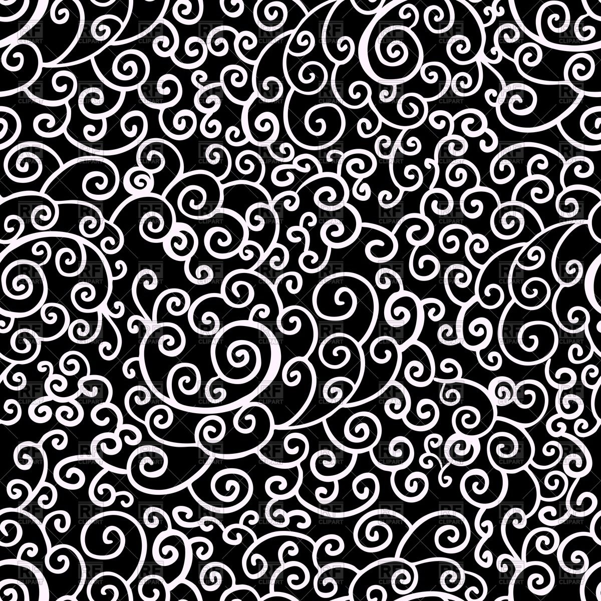 Black And White Abstract Swirl Seamless Pattern Background