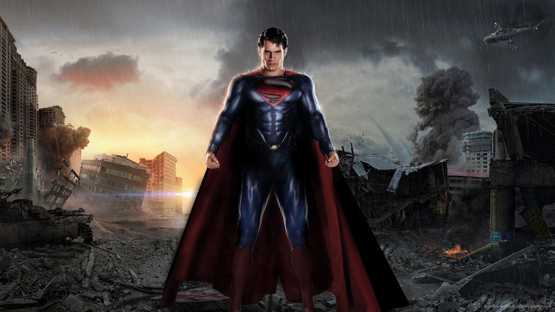 Man Of Steel Superman Between The Ruins Wallpaper