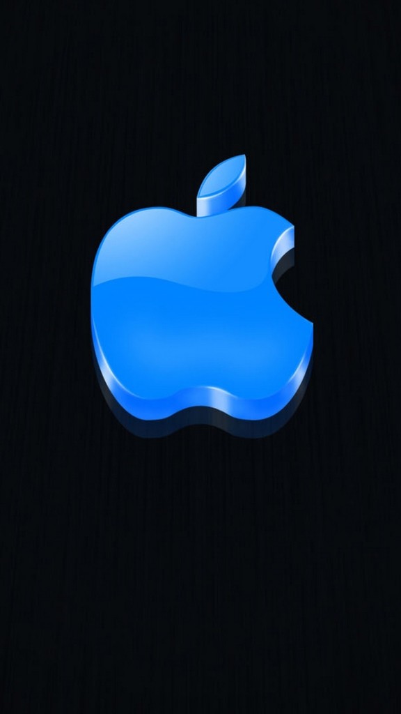 3d Glossy Blue Apple Logo iPhone Plus And Wallpaper
