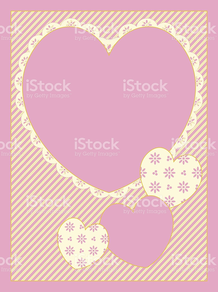 Victorian Eyelet Trimmed Hearts Copy Space On Striped Background