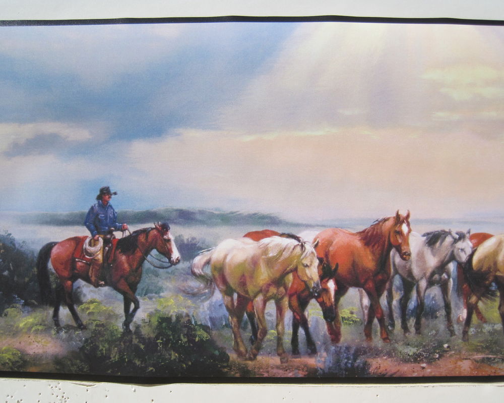 Cowboys Horses Old West Wallpaper Border