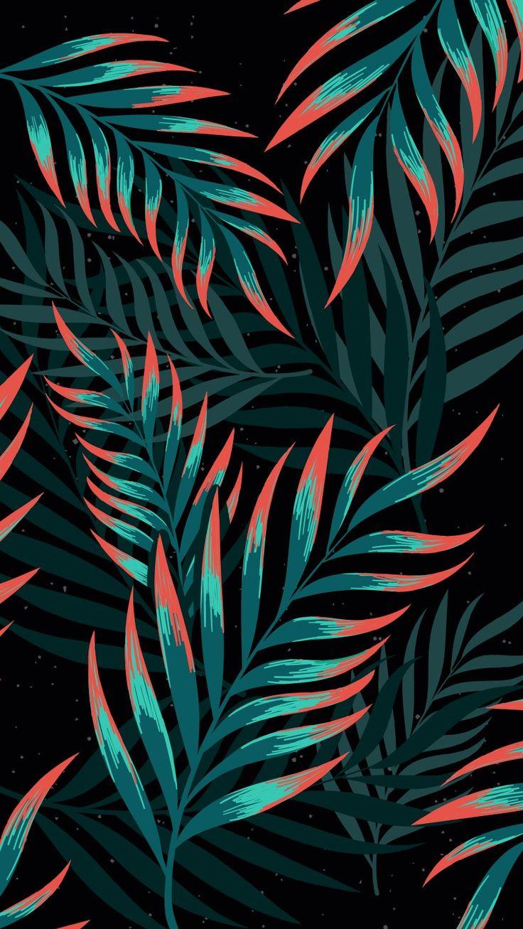 Illustration With Fern Leaves Phone Wallpaper Design Pop Art