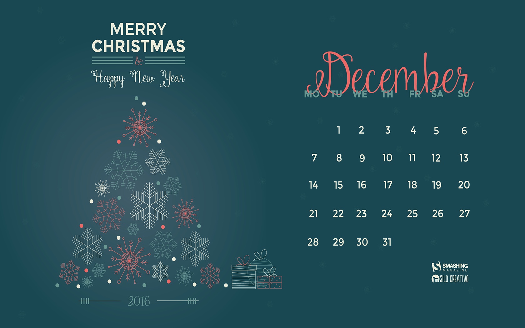 Month Calendar Christmas Desktop Wallpaper