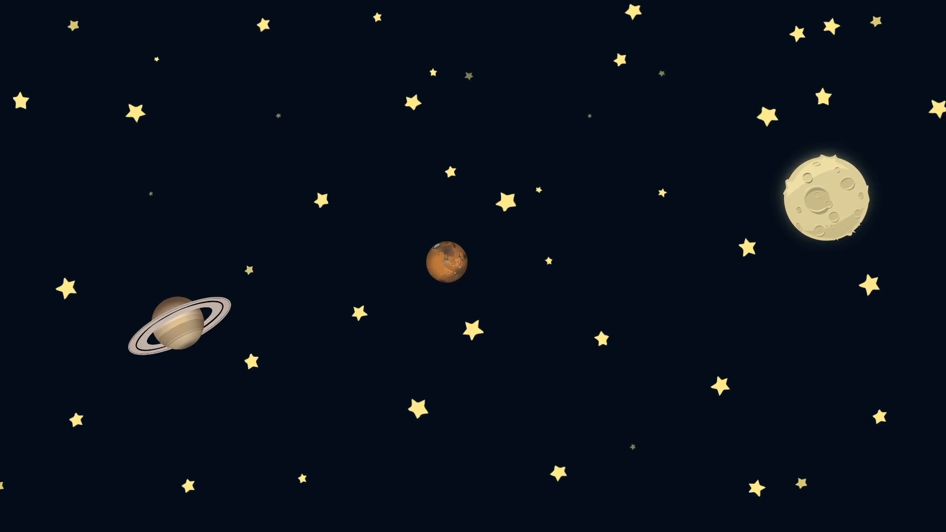 Free download Cartoon Earth Saturn Mars and Moon in Space Motion