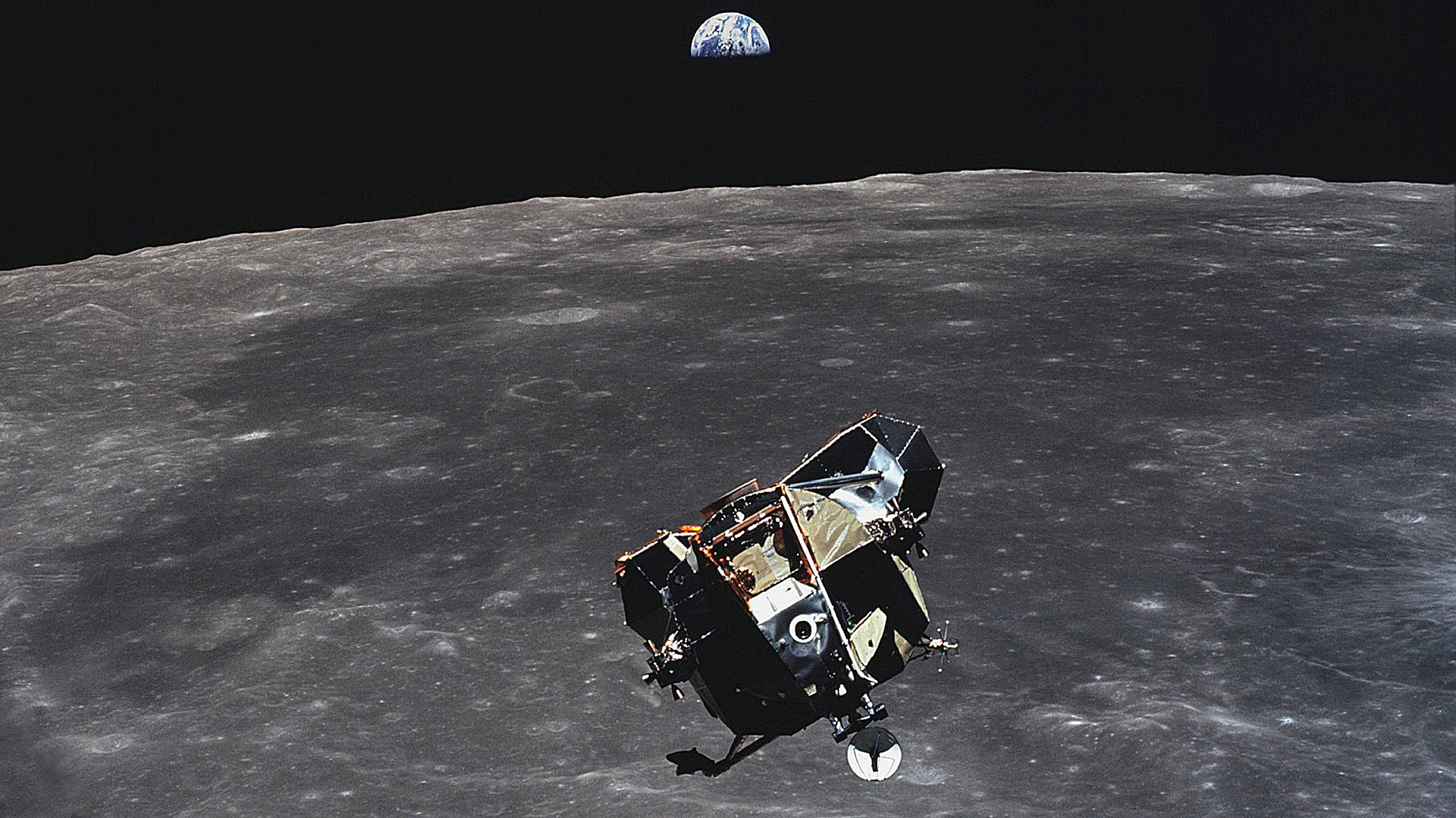 Ascending Apollo Lunar Module And Earthrise