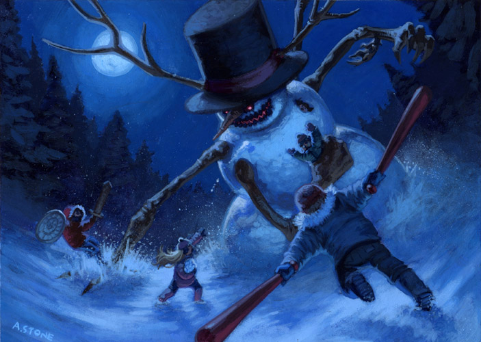 Evil Snowman By Alexstoneart