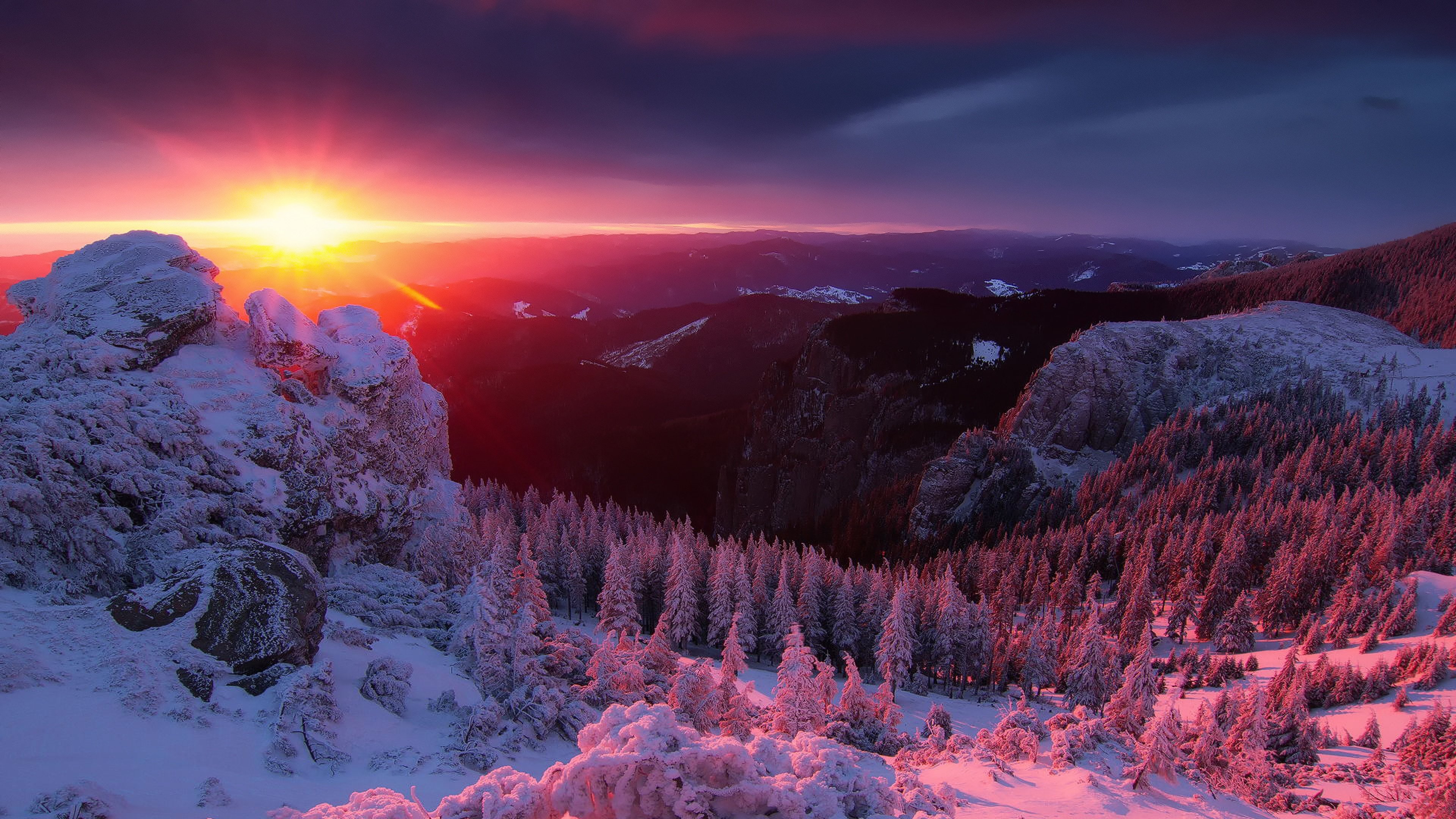 Download Wallpaper 3840x2160 Alps Mountains Winter Sunset 4K Ultra 3840x2160