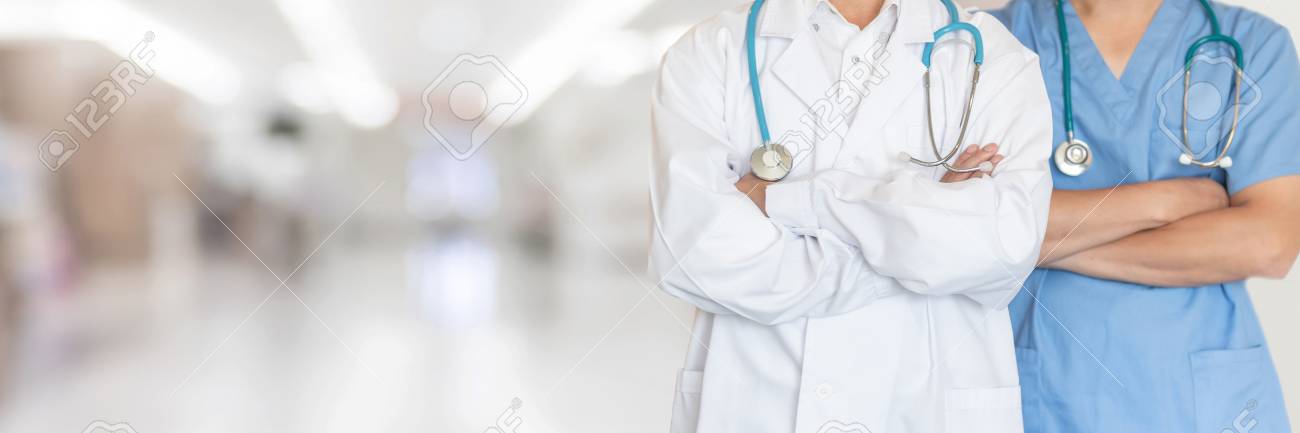 Medical Doctor Team With Clinical Er Emergency Unit Background
