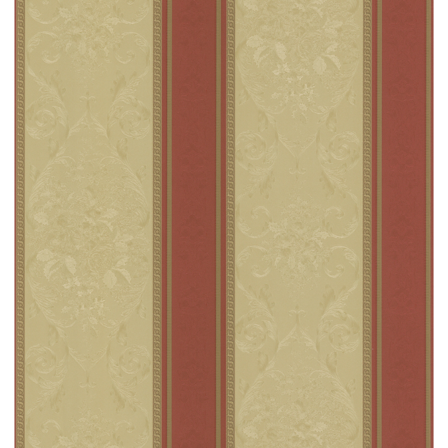 Out Zoom In Brewster Wallcovering Wide Red And Gold Stripe Wallpaper