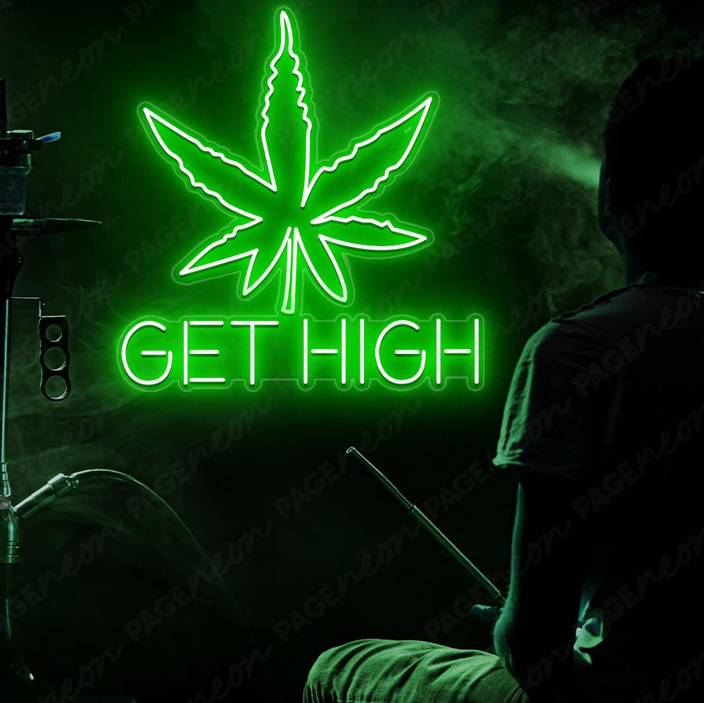 Get High Neon Sign Cannabis Weed Light