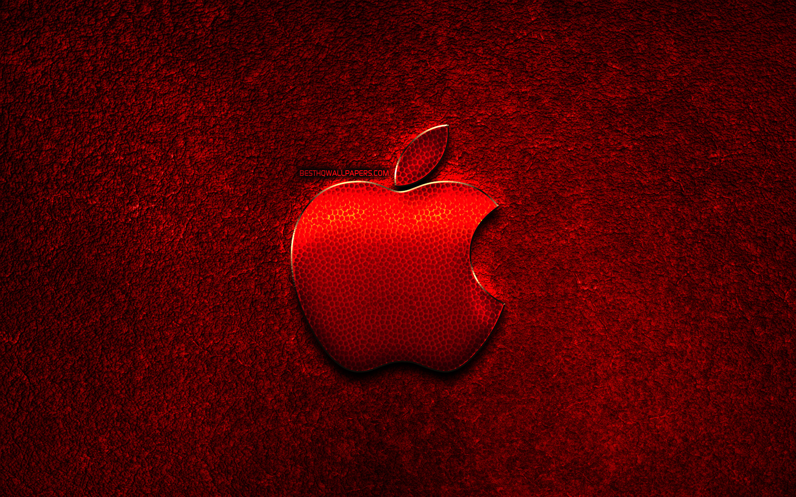 Wallpaper Apple Logo Red Stone Background Mcintosh