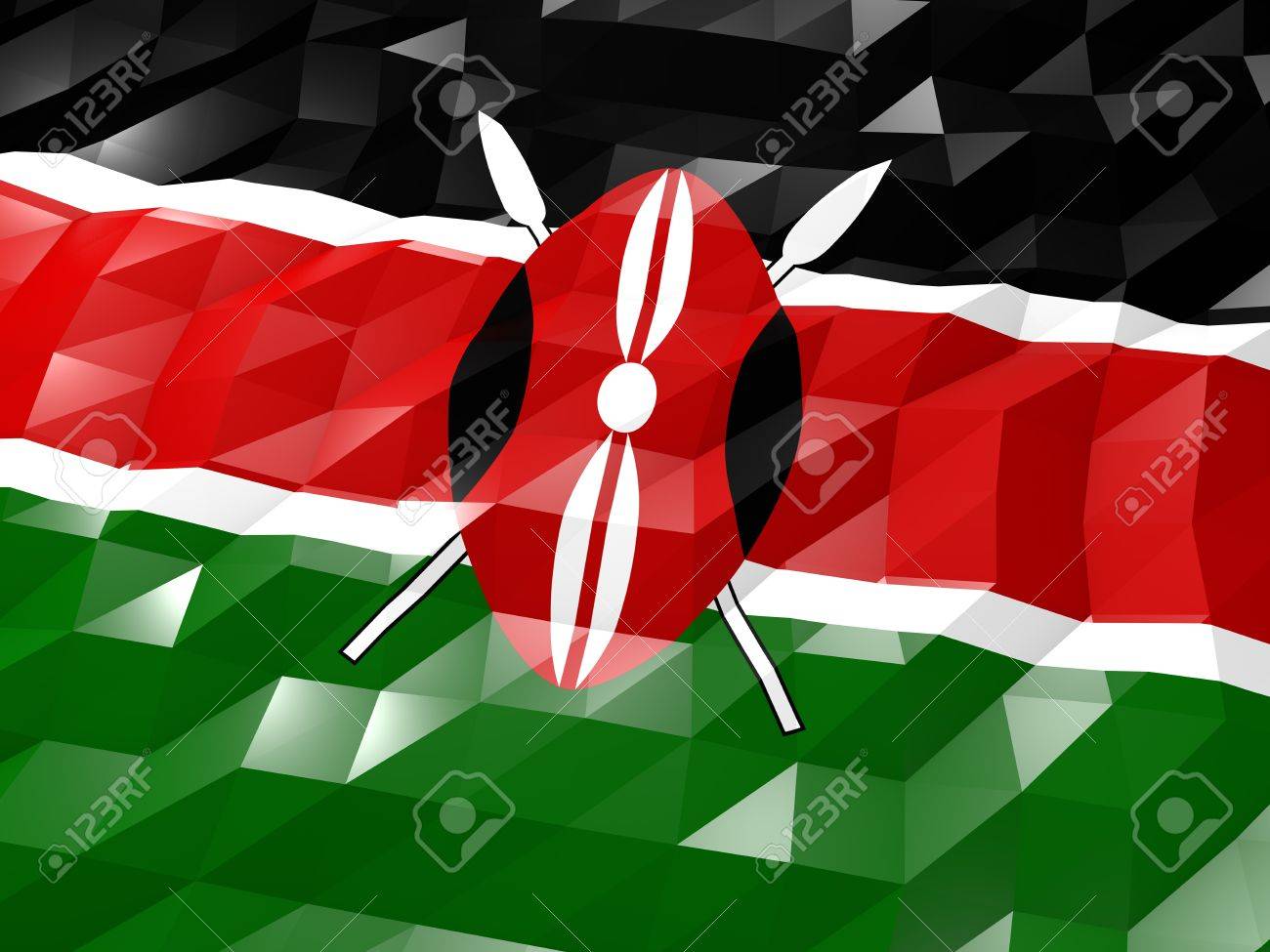 Flag Of Kenya 3D Wallpaper Illustration National Symbol Low