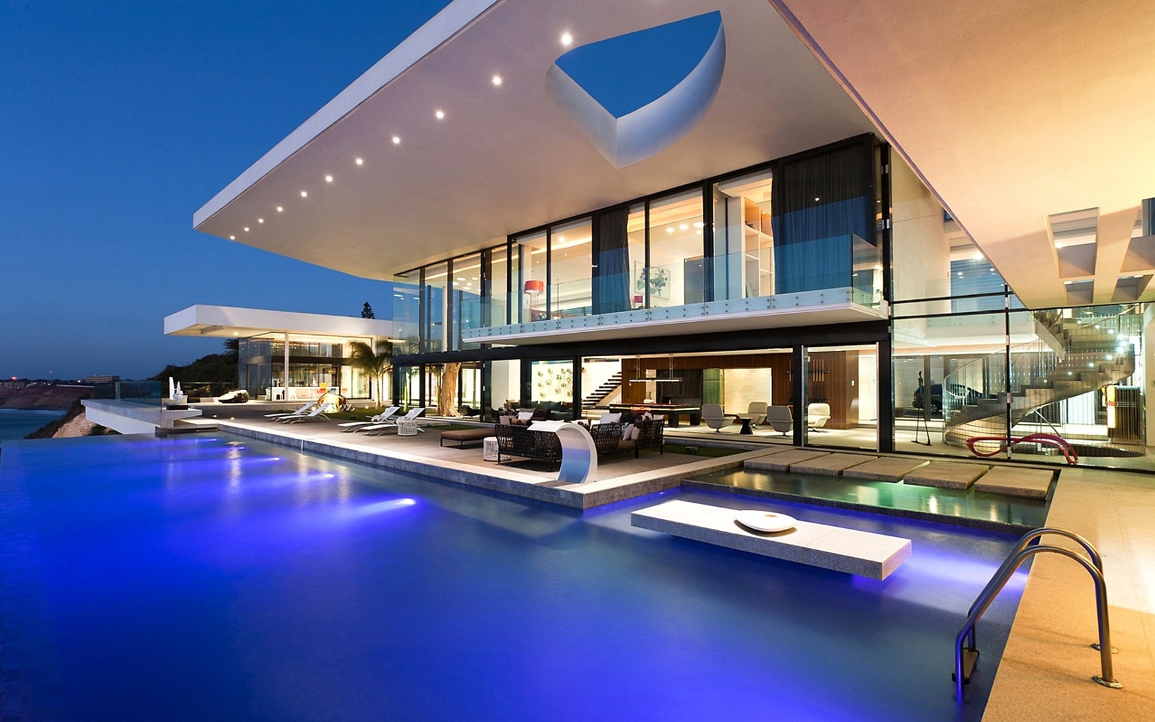 Modern House With A Pool Wallpaper