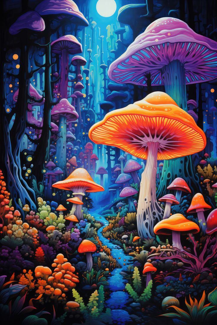Brandway Shop Forest Drawing Trippy Mushrooms