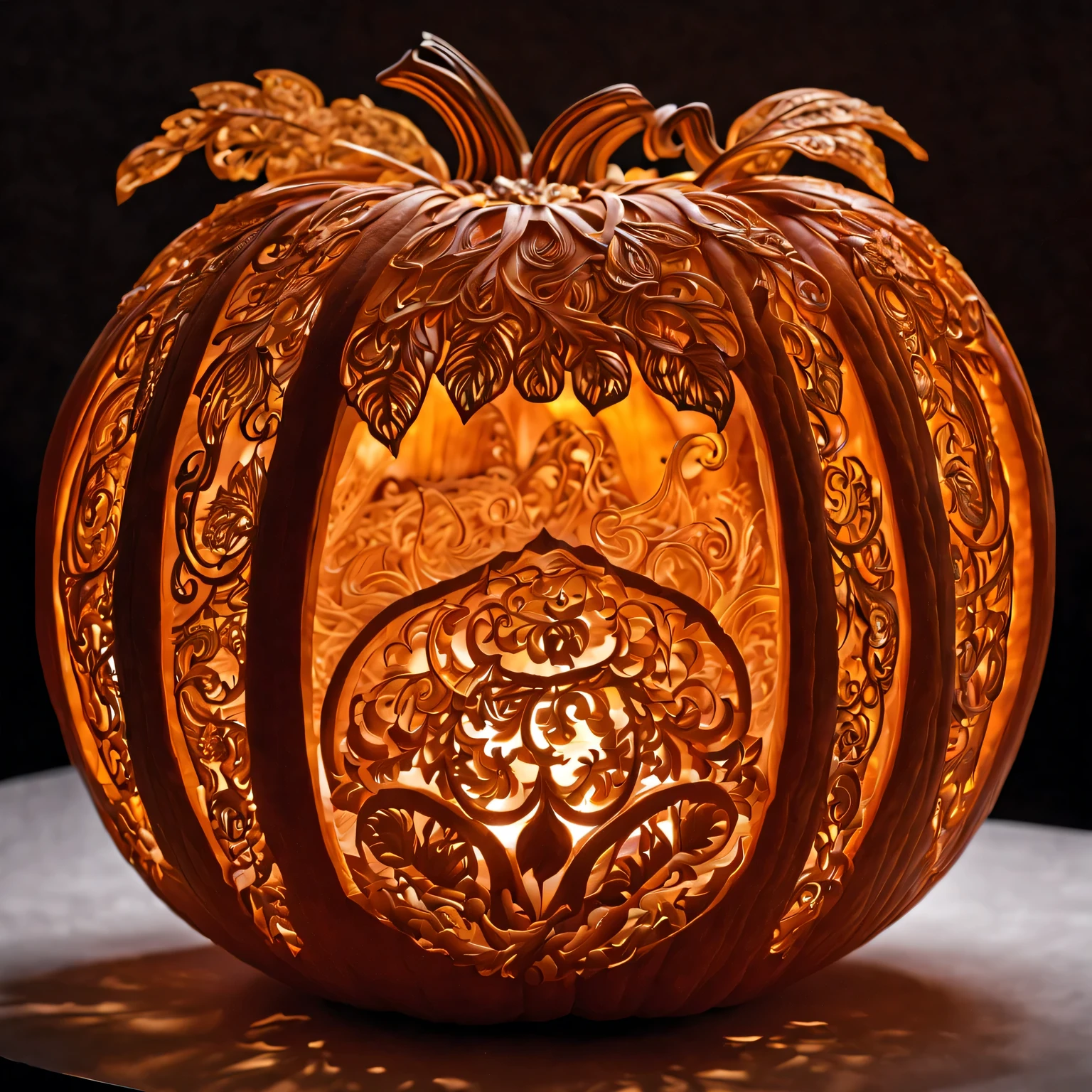 A Close Up Of Carved Pumpkin On Table Wallpaper