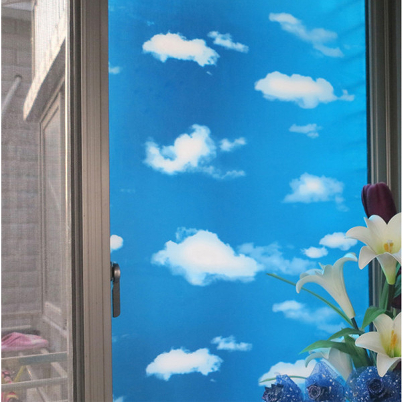 Wallpaper Blue And White Glass Film Window Stickers