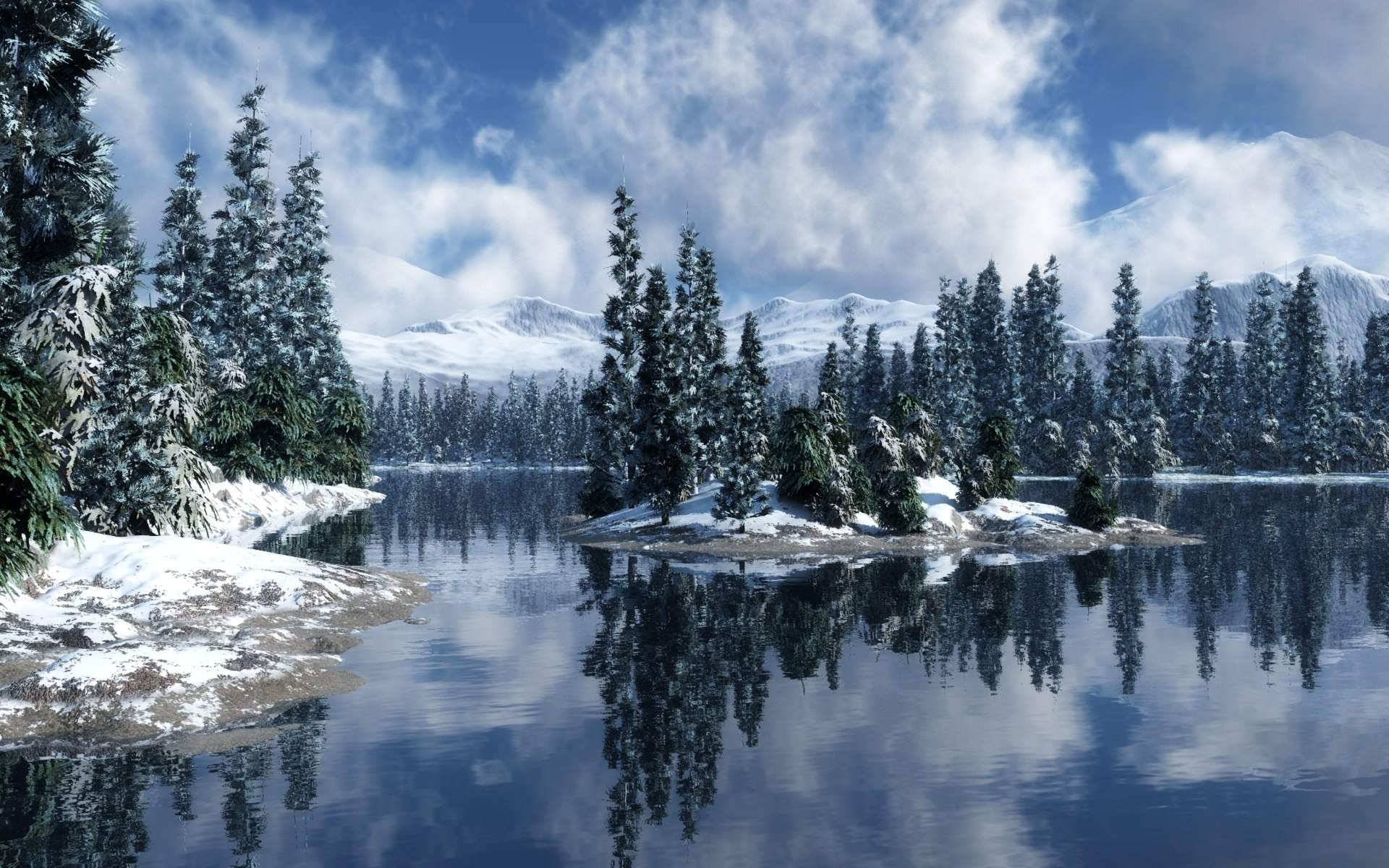 Snowy Screensavers Forest Christmas Wallpaper HD