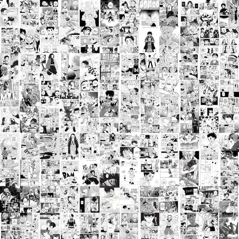 Anime Manga Panels Wall Collage Kit Black White