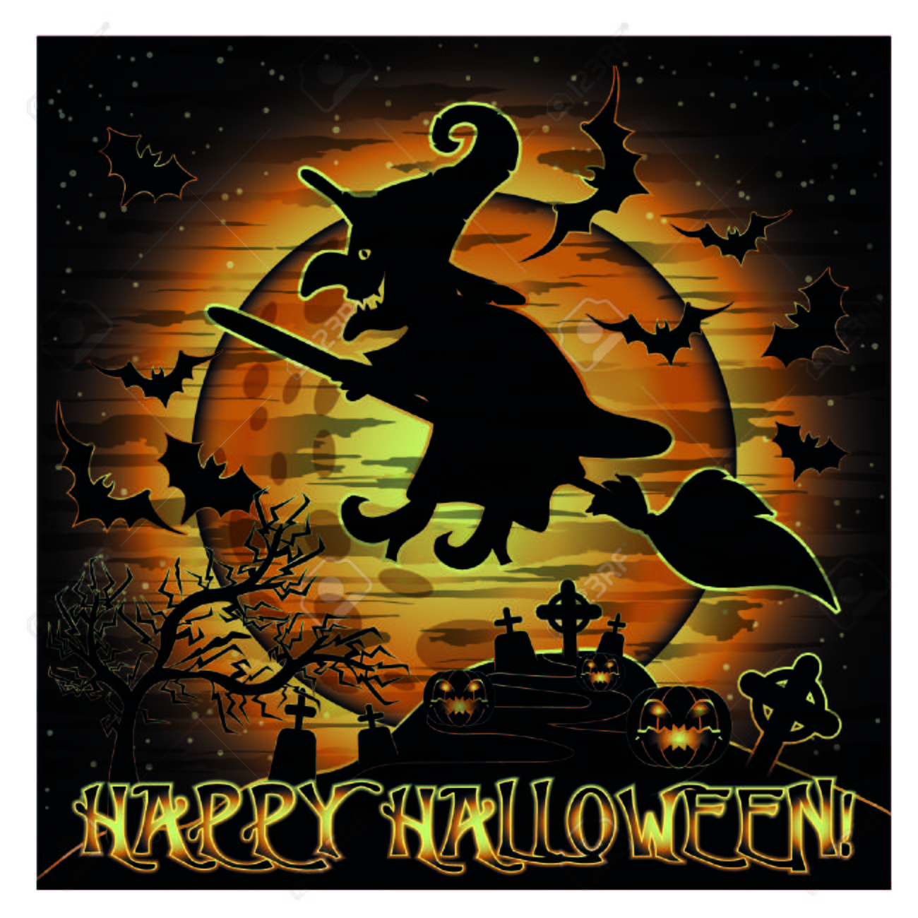 Free download Happy Halloween Wallpaper With Witch On A Broomstick ...