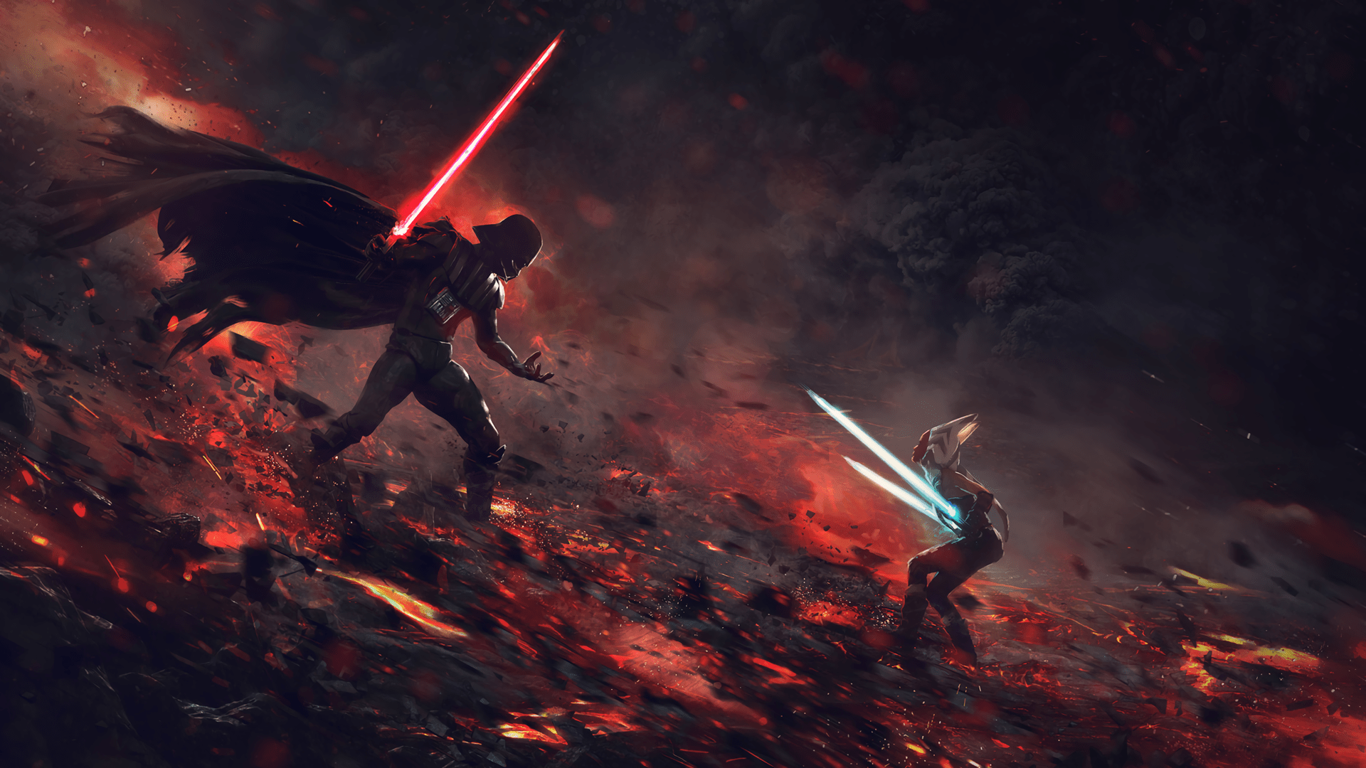 Ahsoka Tano Darth Vader Star Wars HD Wallpaper Background