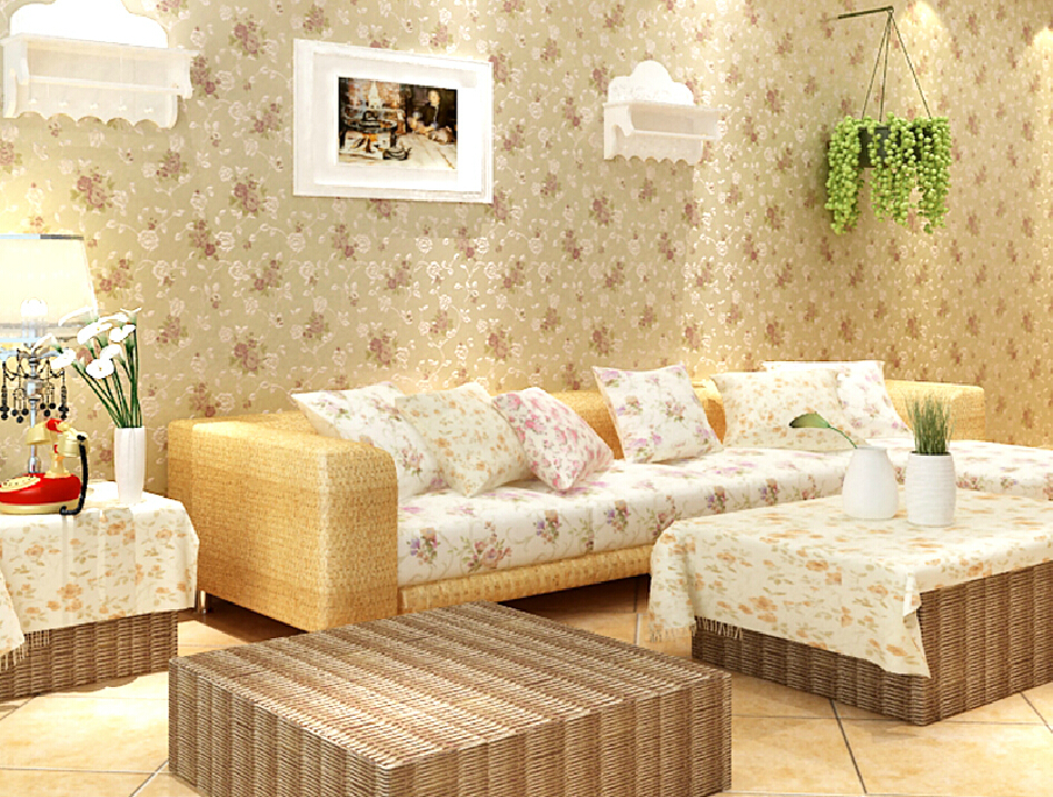 Floral wallpaper living room decoration garden style Interior Design