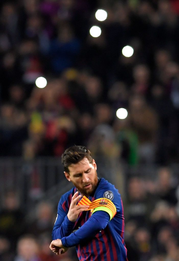 Barcelona S Argentinian Forward Lionel Messi Adjusts The Captain