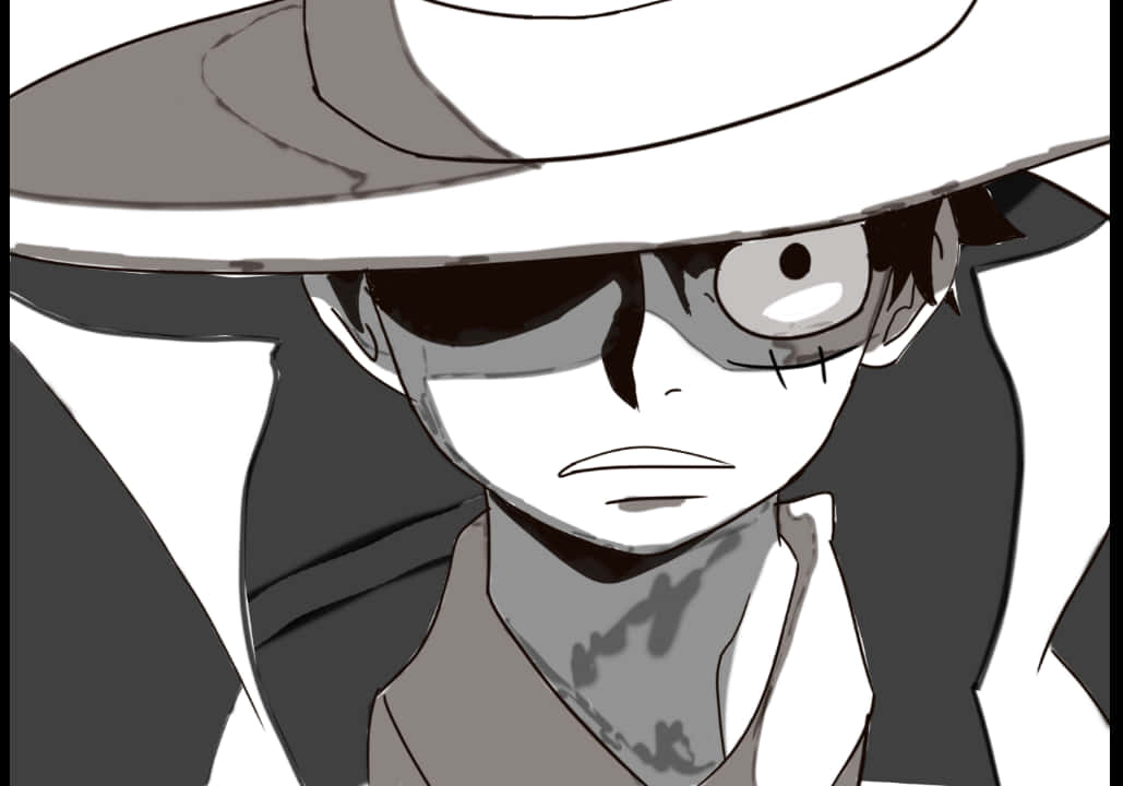 Luffy Black And White Wallpaper