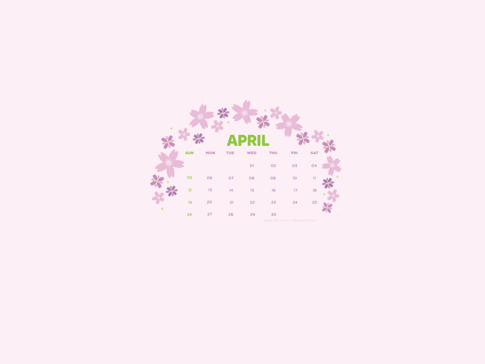 April Desktop iPhone iPad Lock Screen Calendar Wallpaper