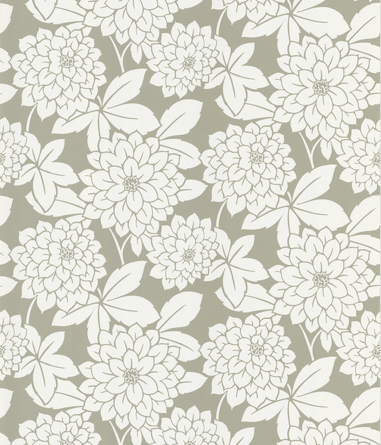 Souci Taupe Fun Floral Wallpaper Contemporary