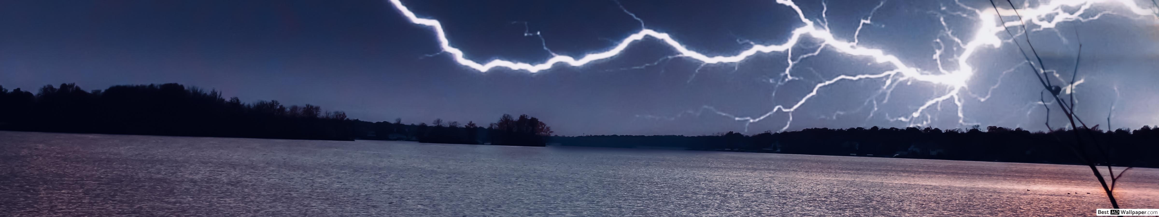 Lightning At The Lake HD Wallpaper