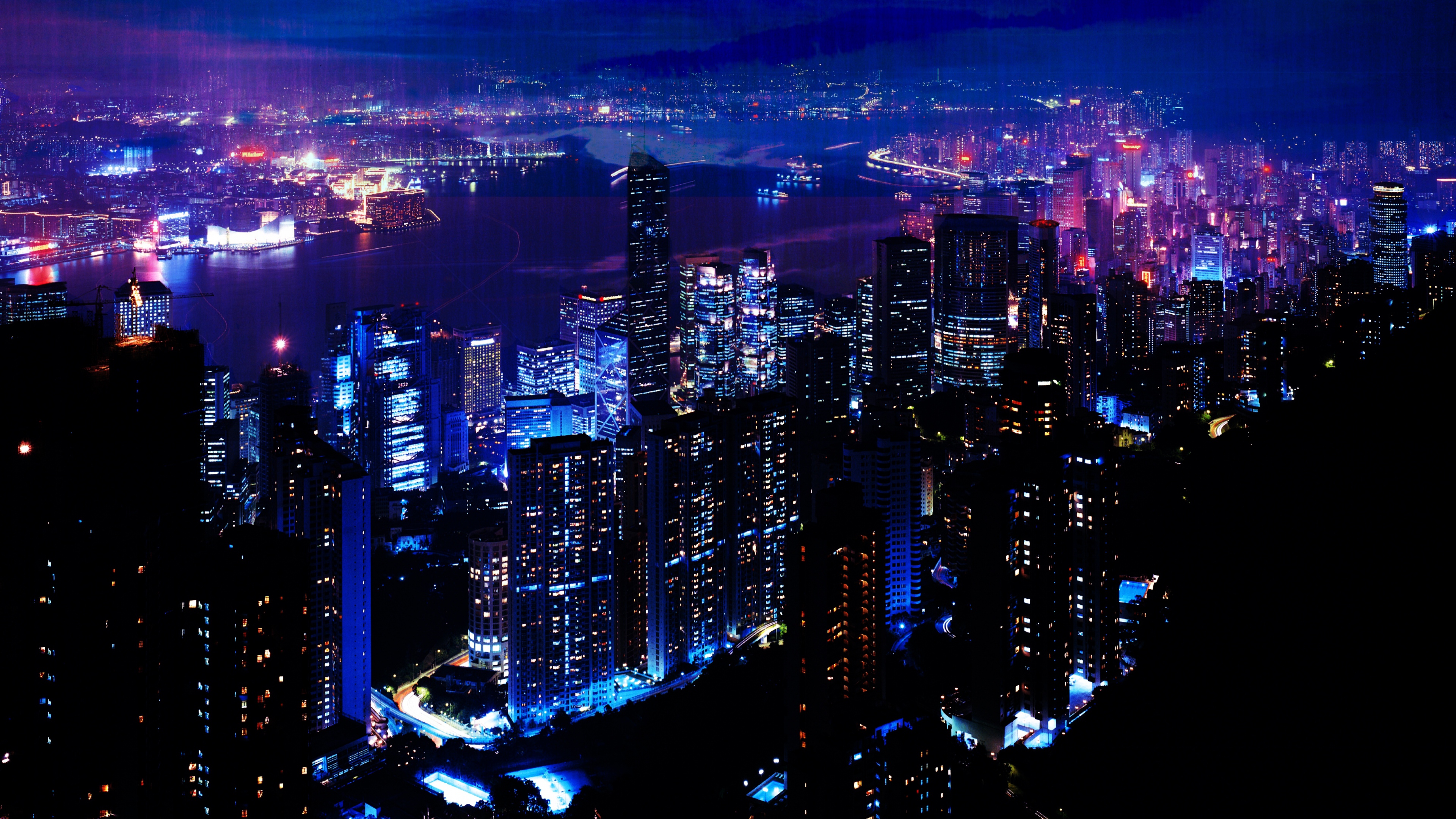 Night City Sky Skyscrapers Wallpaper Background