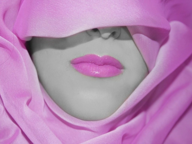 Pink Closeup Lips Lipstick Selective Coloring