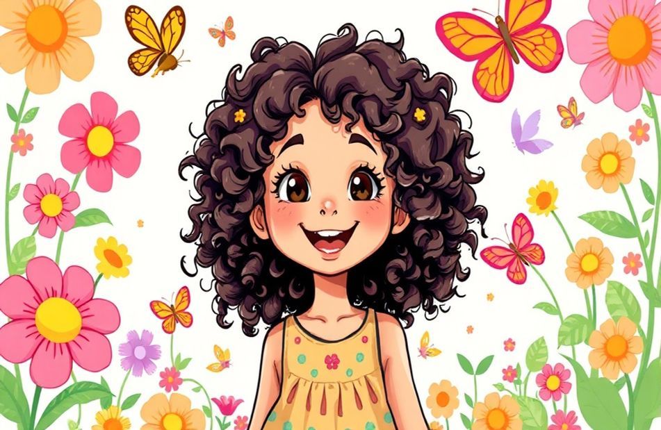 Curly Girl Cartoon Wallpaper