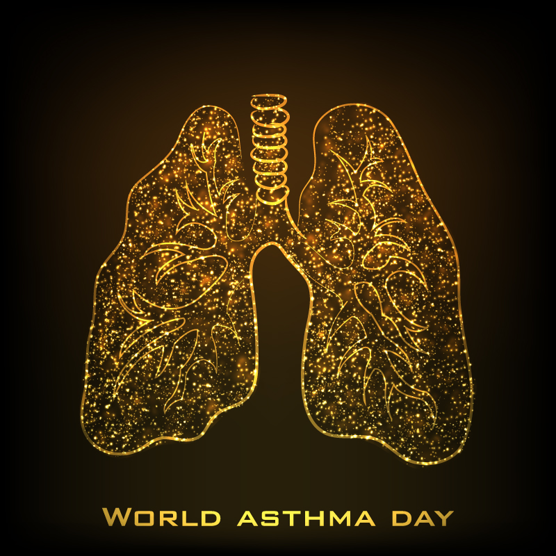 World Asthma Day Lung Background Vector Graphic