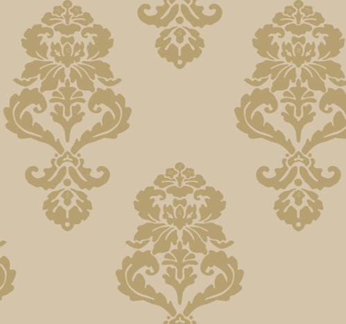 Are York Wallcoverings Tres Chic Bl0401 Graphic Damask Wallpaper Gold